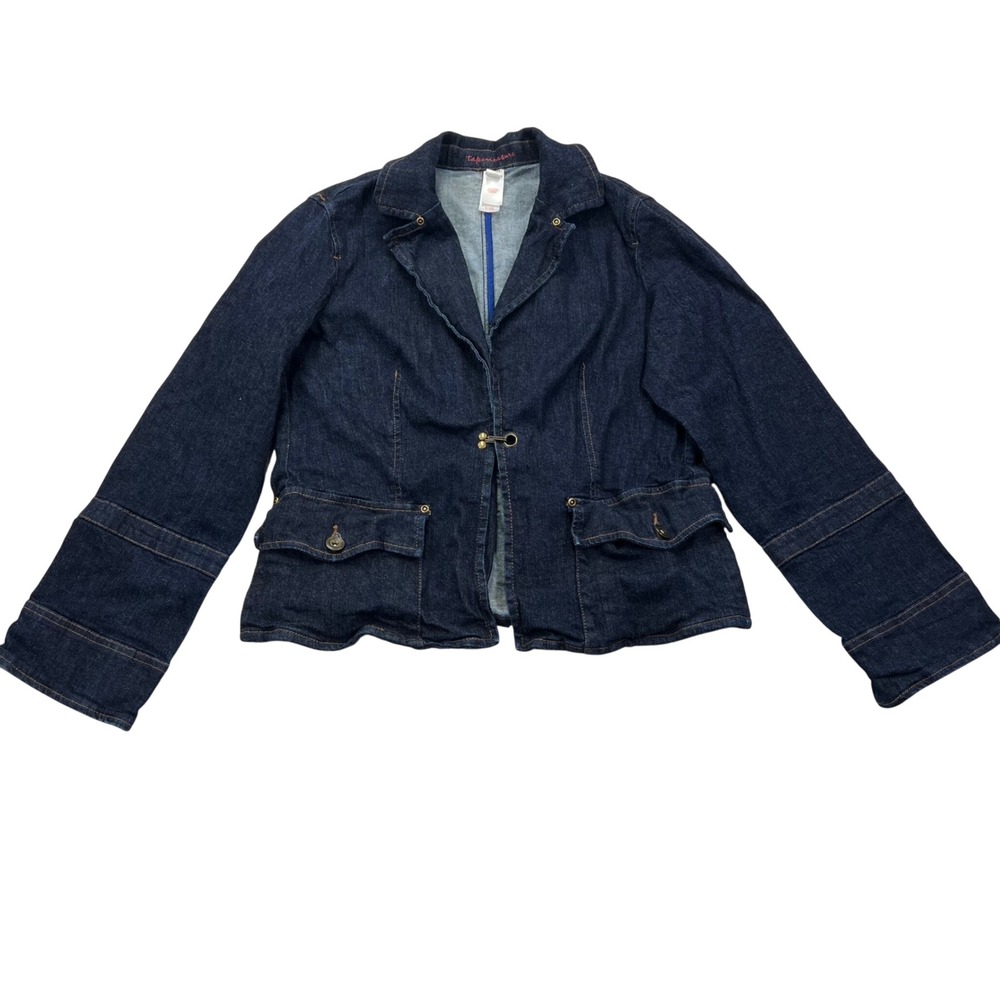 Tapemeasure Denim Blazer Womens 14 Dark Indigo Hook & Eye Closure Pockets Y2K